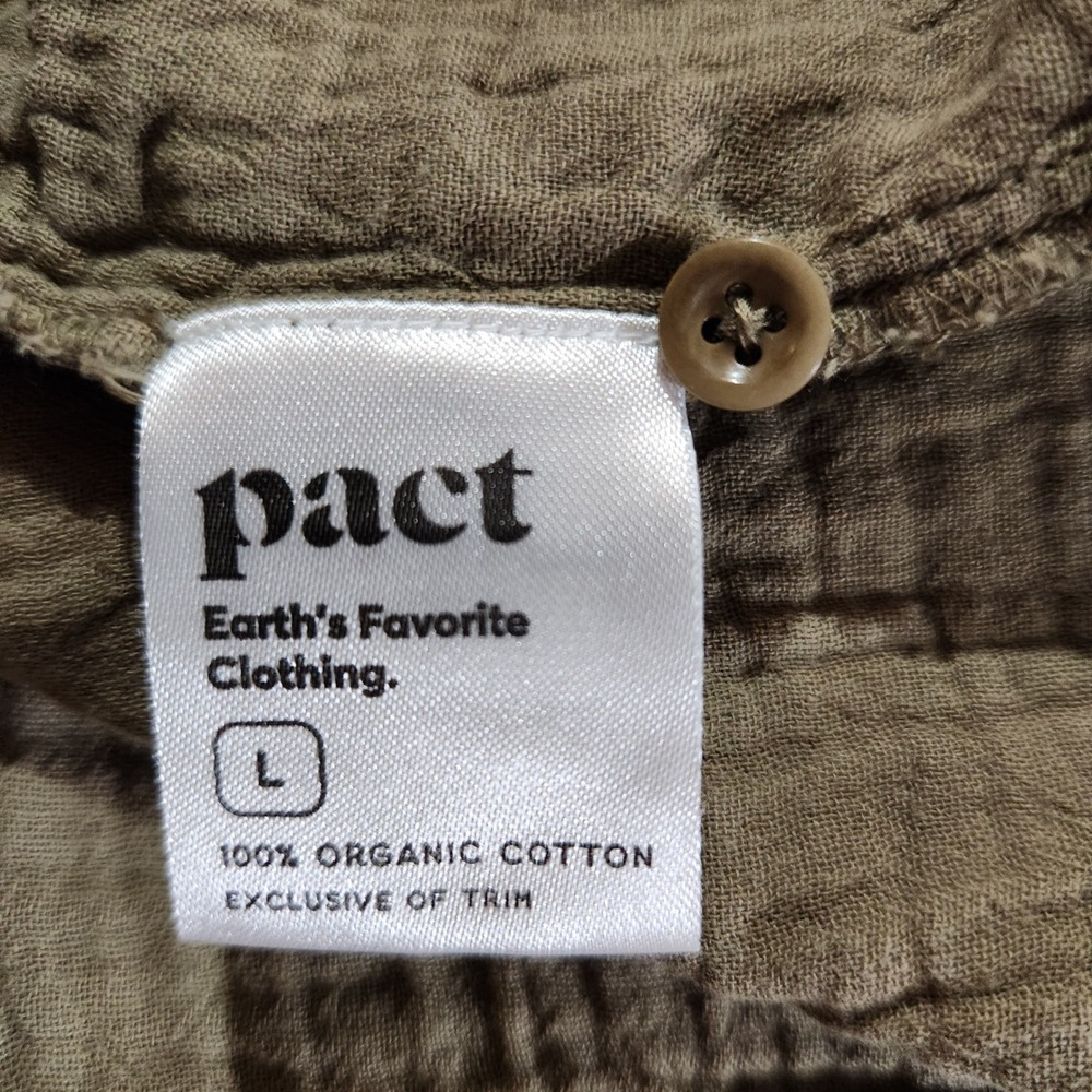 Pact Women's Coastal Double Gauze Breezy Cami Lrg Organic Cotton Olive Green - Picture 8 of 9